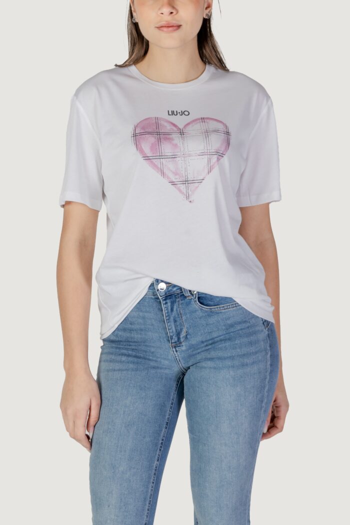 T-shirt Liu-Jo ecs moda m/c Bianco – Rosa