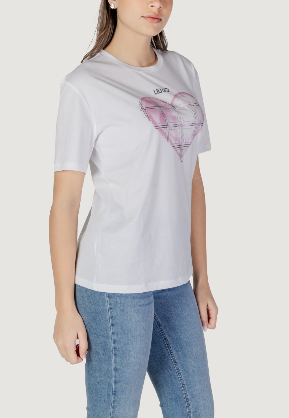 T-shirt Liu-Jo ecs moda m/c Bianco - Rosa - Foto 2