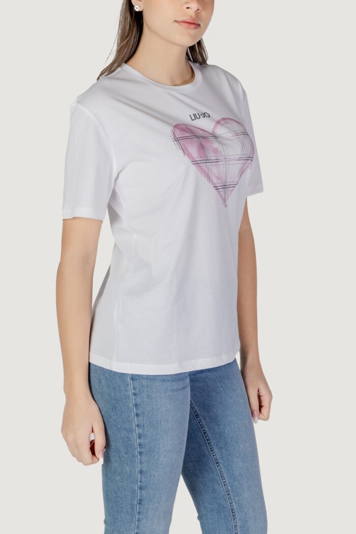 T-shirt Liu-Jo ecs moda m/c Bianco – Rosa