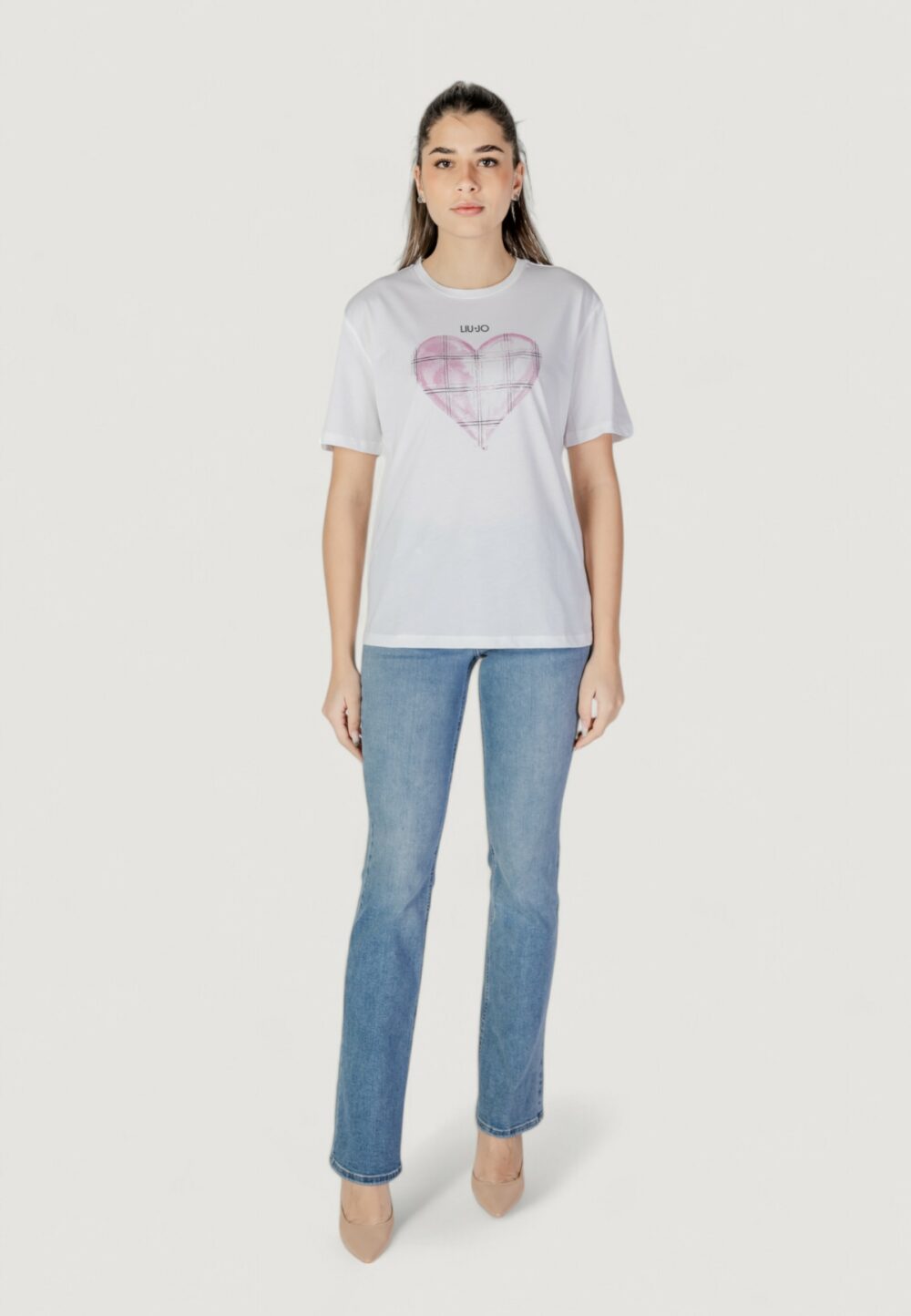 T-shirt Liu-Jo ecs moda m/c Bianco - Rosa - Foto 8