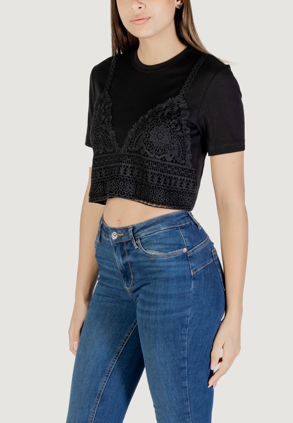 T-shirt Only onlbetsy life s/s o-neck mix top jrs Nero - Foto 2