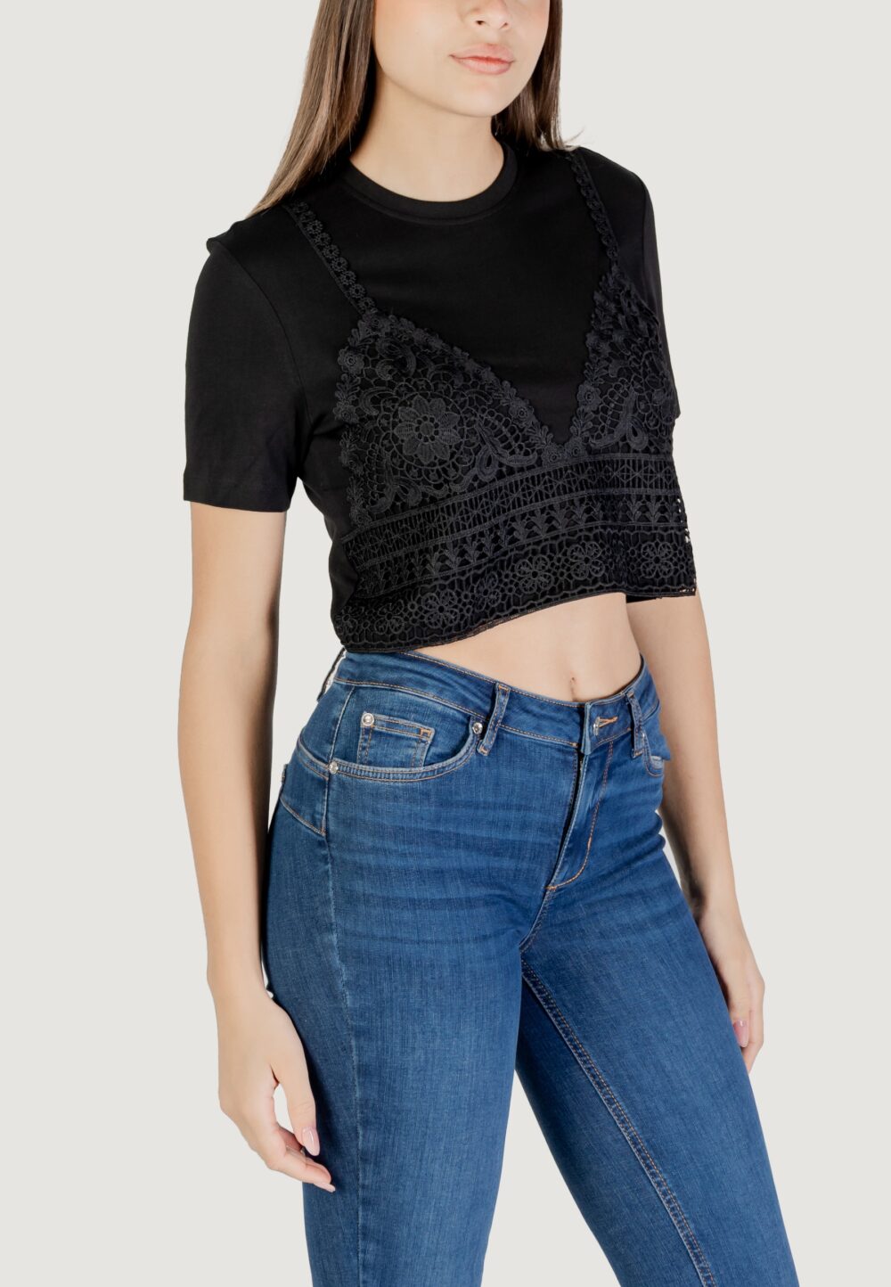 T-shirt Only onlbetsy life s/s o-neck mix top jrs Nero - Foto 3