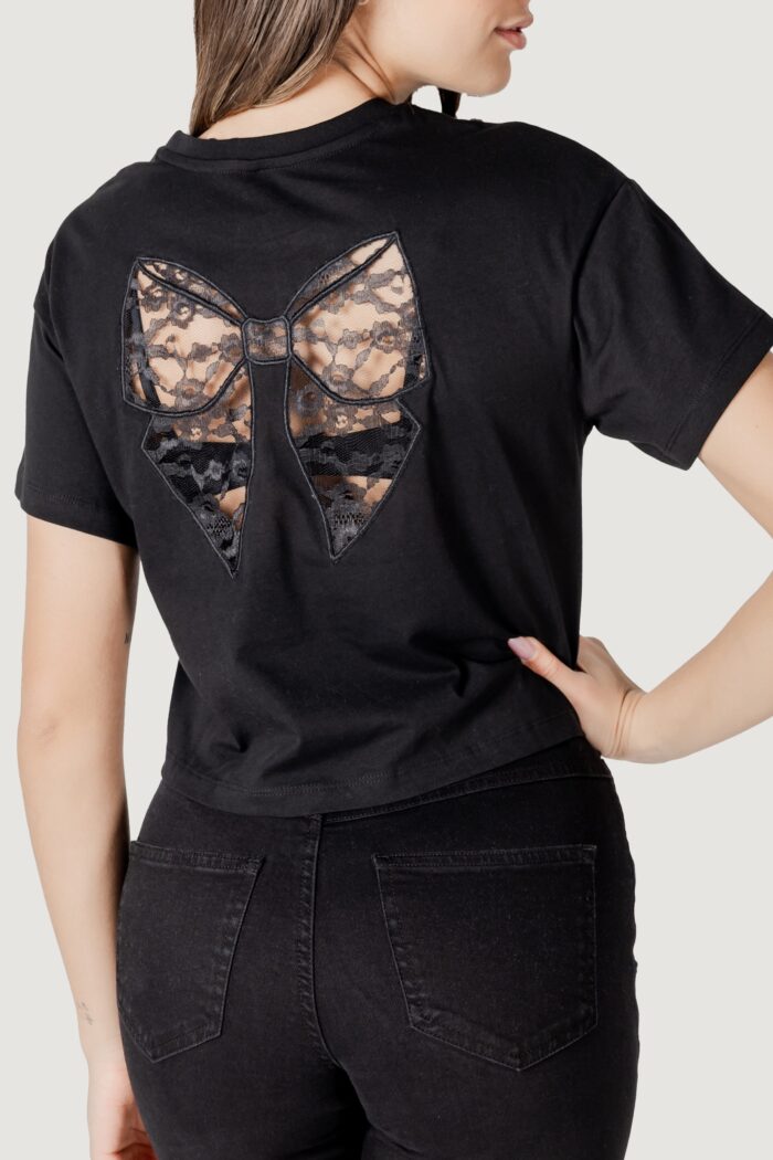 T-shirt Only onlbolette life s/s lace mix top jrs Nero