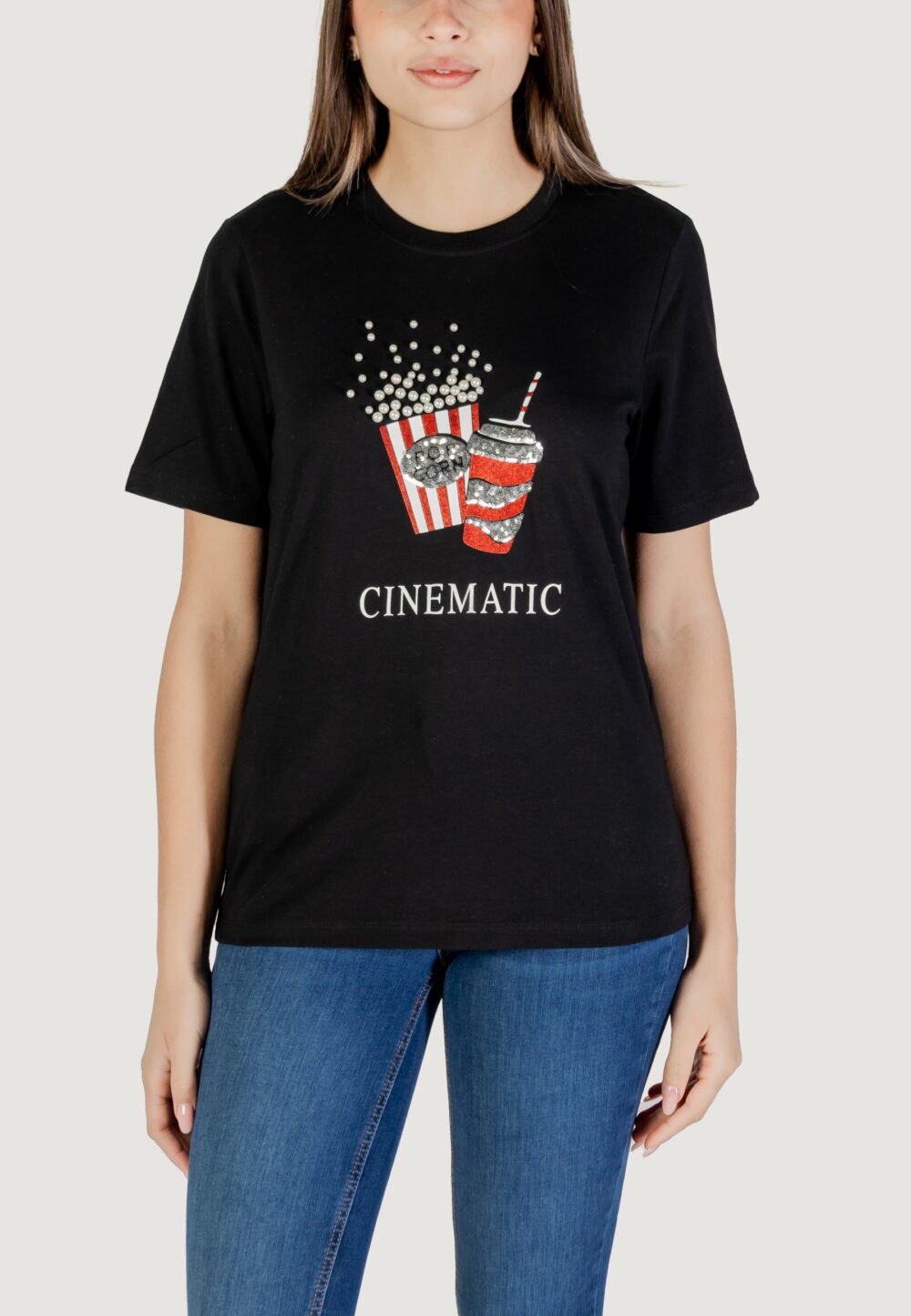 T-shirt Only onlburst life s/s popcorn top box jrs Nero - Foto 5