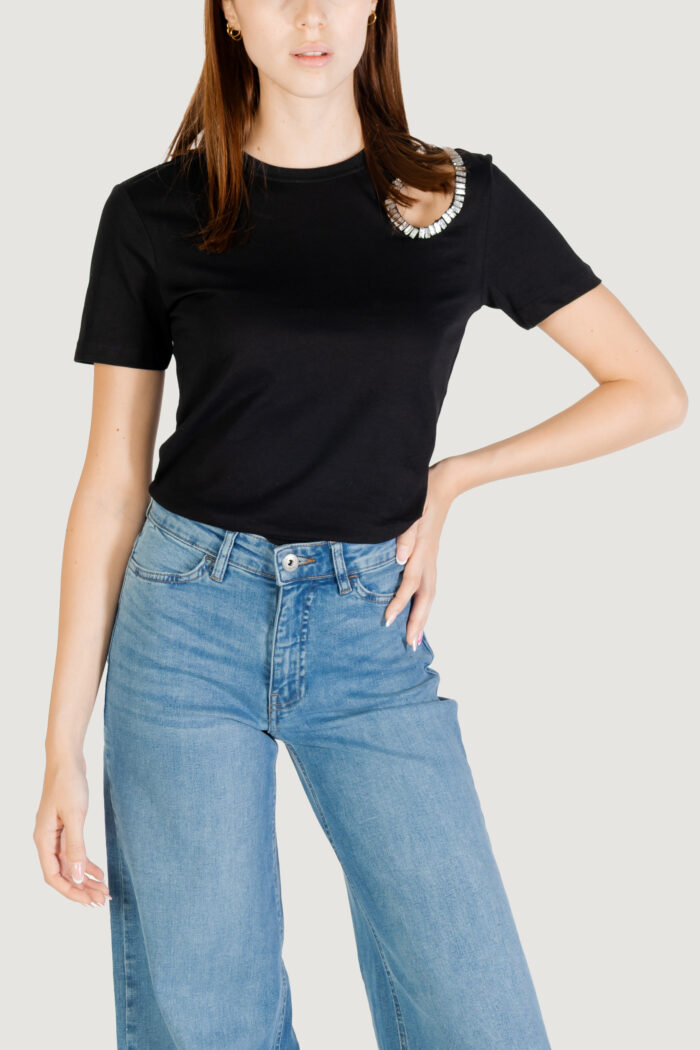T-shirt Only onlfloras s/s detail tee cs jrs Nero