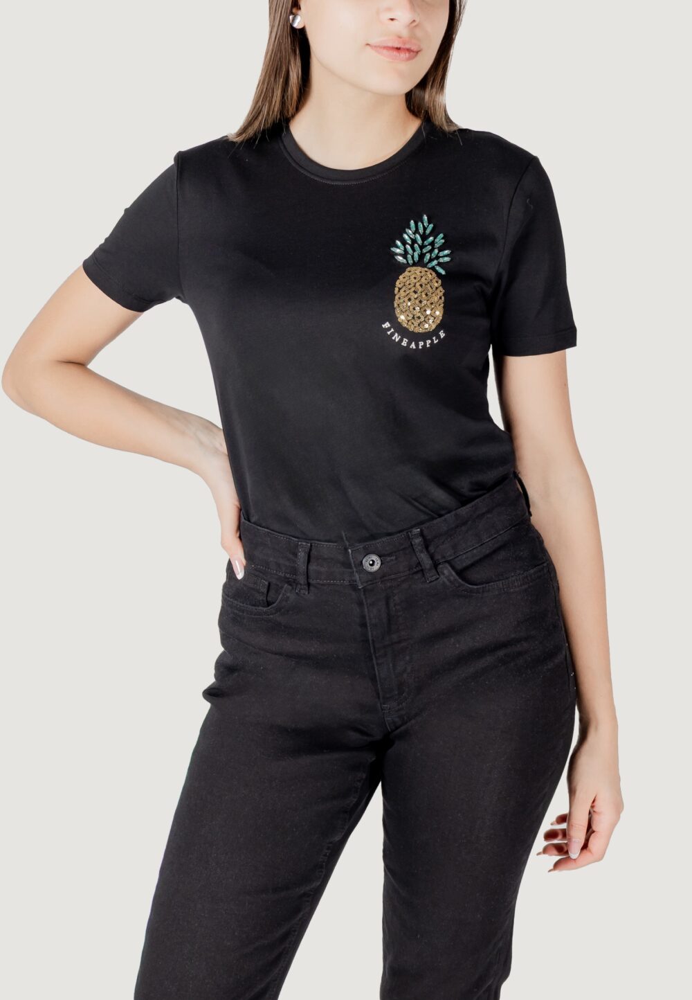 T-shirt Only onlkita life reg s/s pineapple top jrs Nero - Foto 1