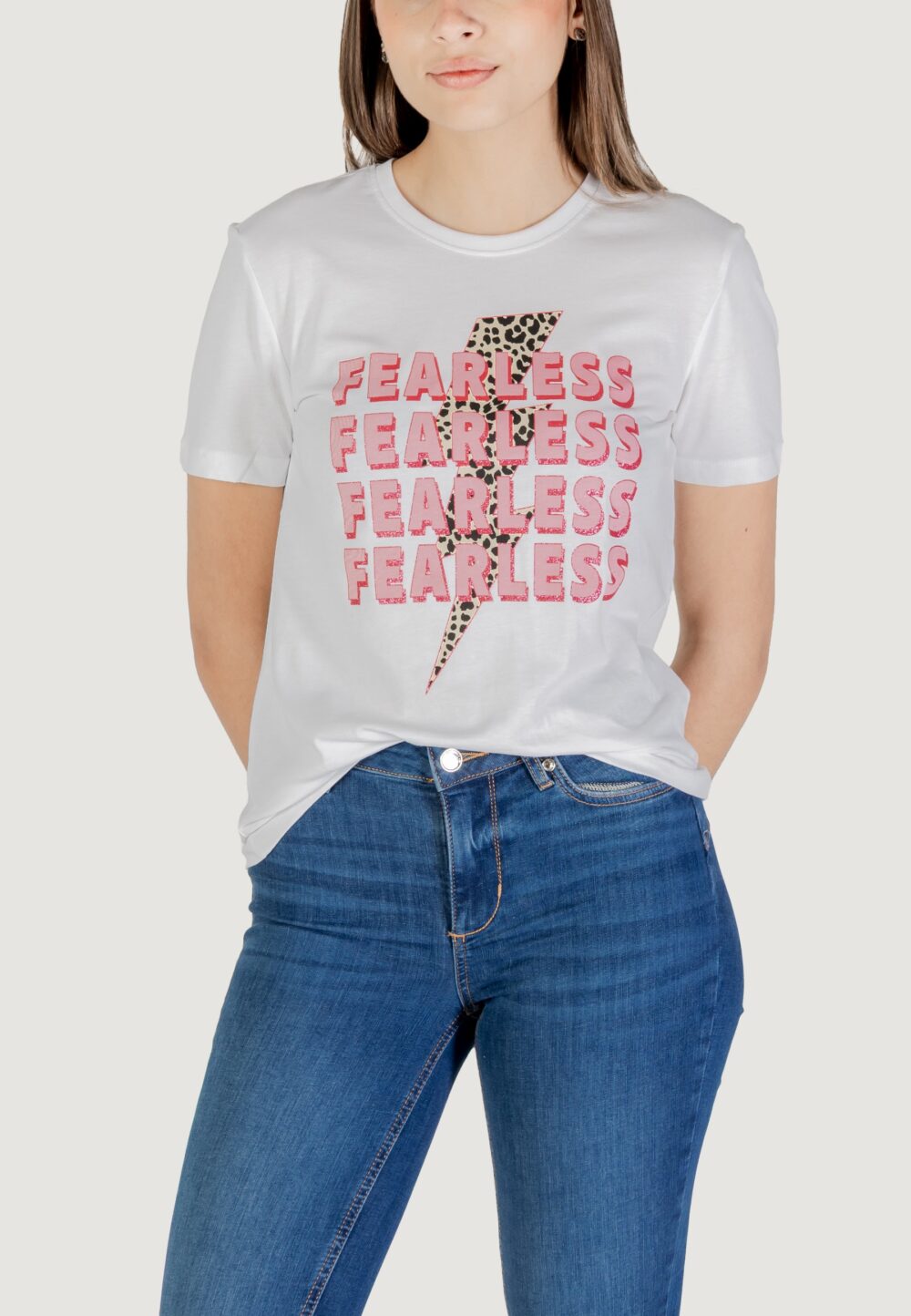 T-shirt Only onlhenny life reg s/s top box jrs Rosa Fluo - Foto 1