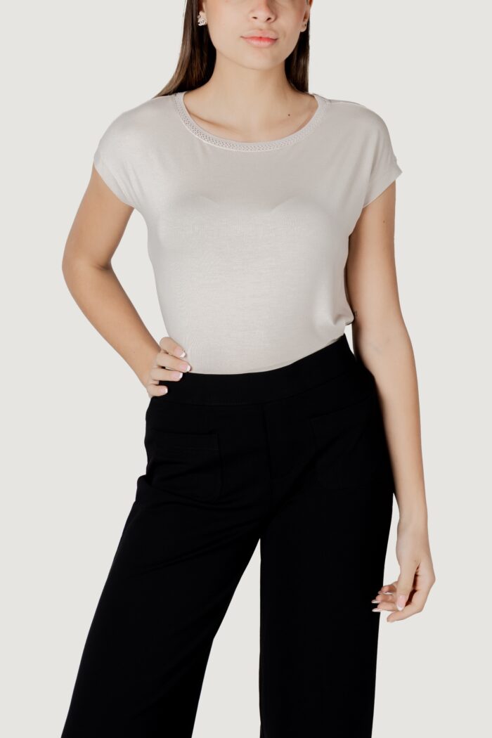 T-shirt Street One shirt w.deco neckline tape Beige chiaro