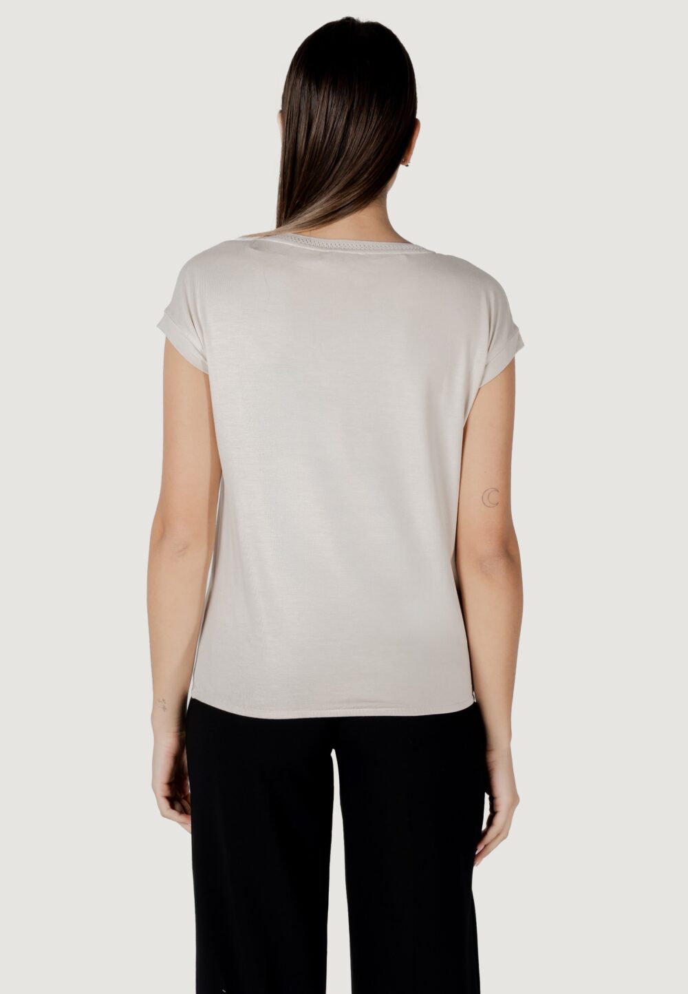 T-shirt Street One shirt w.deco neckline tape Beige chiaro - Foto 4