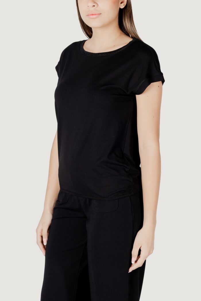T-shirt Street One shirt w.deco neckline tape Nero