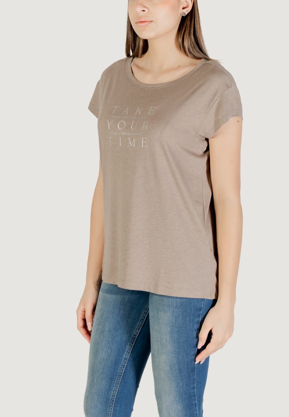 T-shirt Street One partprint shirt w.cap sleeve Terra - Fango - Foto 2