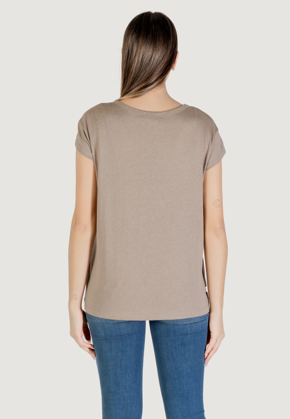 T-shirt Street One partprint shirt w.cap sleeve Terra - Fango - Foto 4