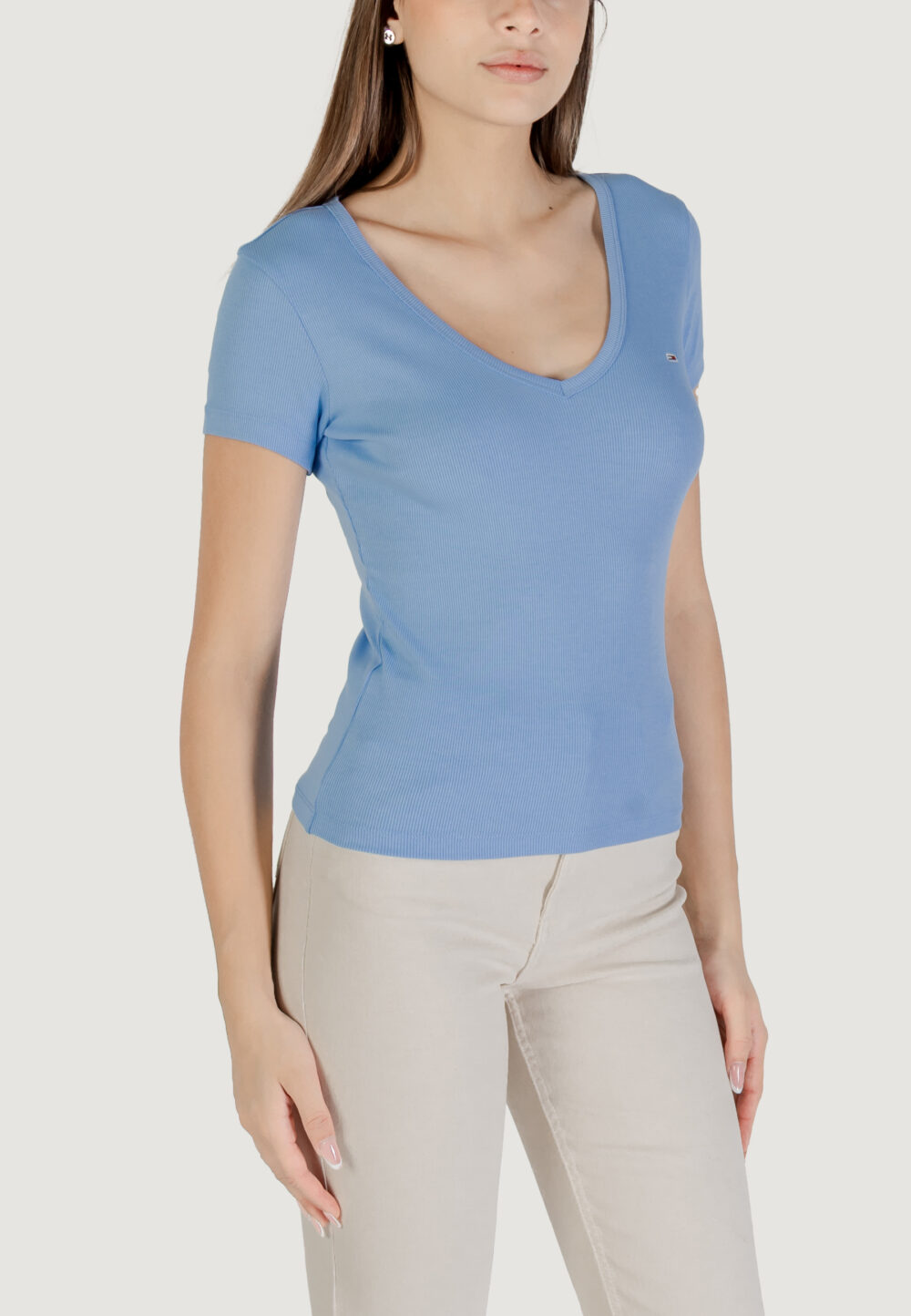 T-shirt Tommy Hilfiger Jeans tjw essential Blu Chiaro - Foto 3