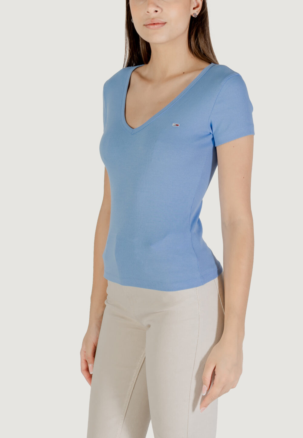 T-shirt Tommy Hilfiger Jeans tjw essential Blu Chiaro - Foto 4