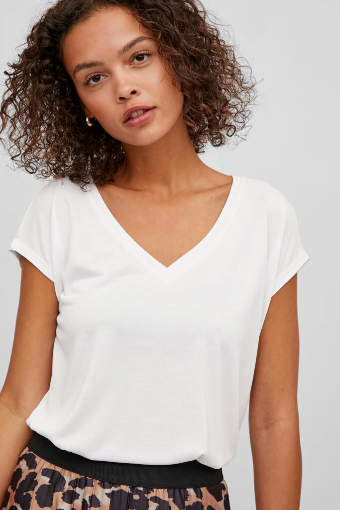 T-shirt Vila Clothes vimodala v-neck s/s su noos Bianco