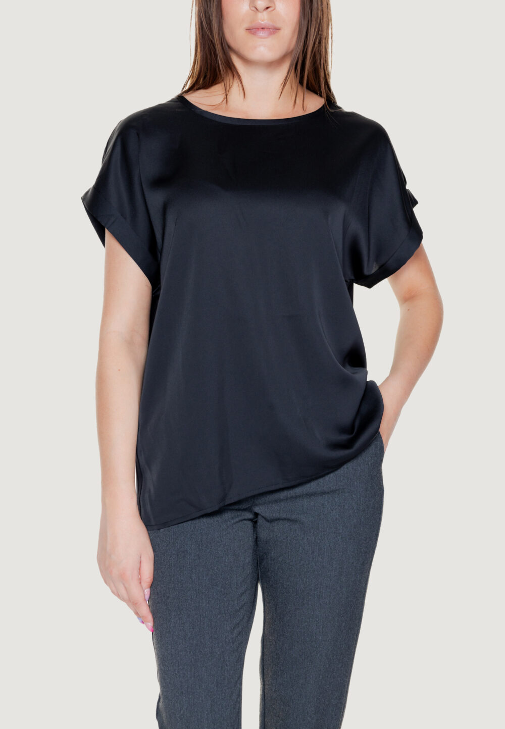 T-shirt Vila Clothes viellette s/s satin top/su - noos Nero - Foto 1