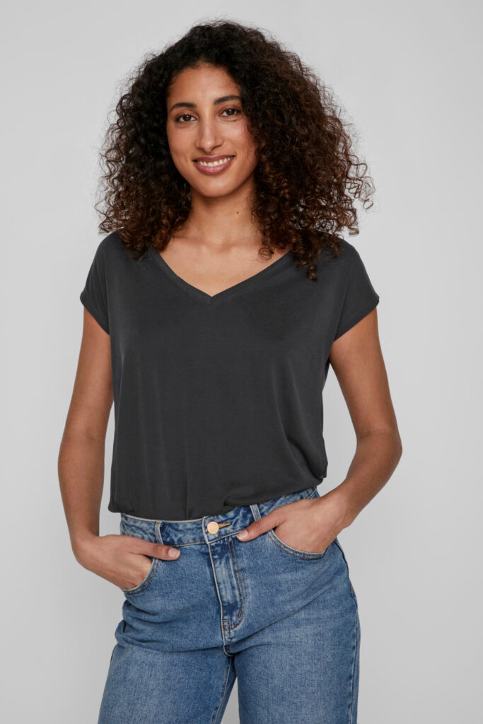 T-shirt Vila Clothes vimodala v-neck s/s su noos Nero