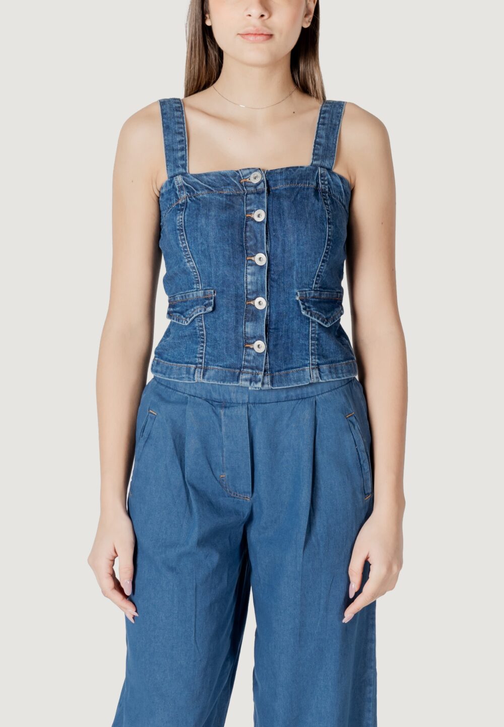 Top ICHI ihbonnies to Blue Denim Scuro - Foto 1