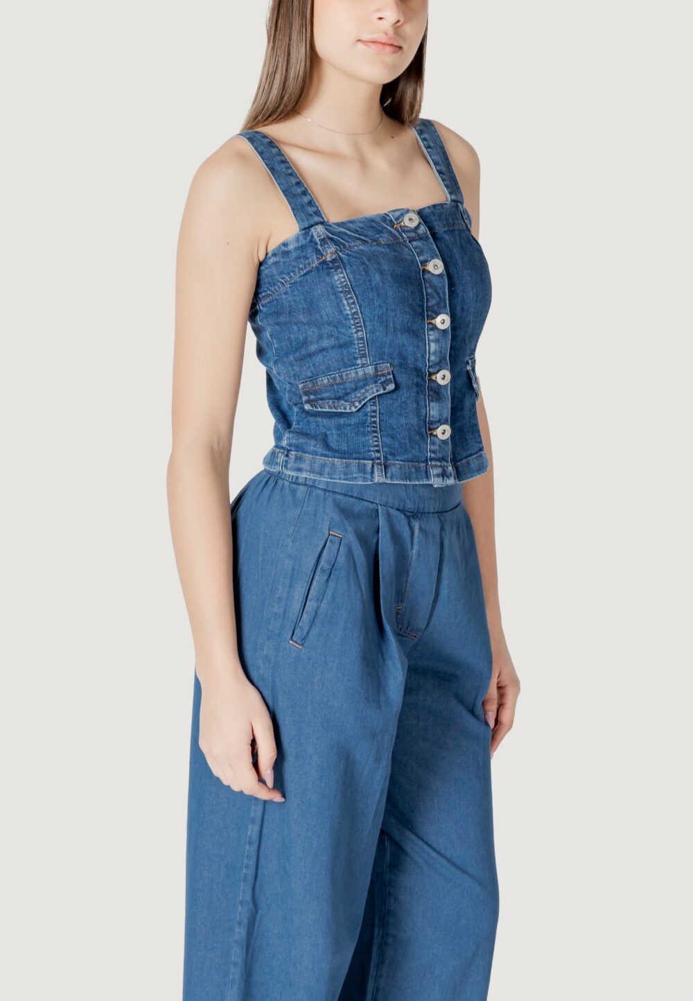Top ICHI ihbonnies to Blue Denim Scuro - Foto 3