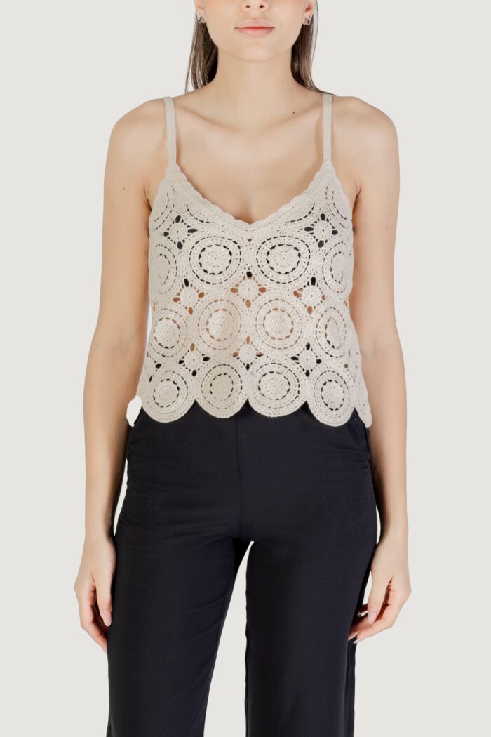 Top Vila Clothes virisse singlet crochet top Beige