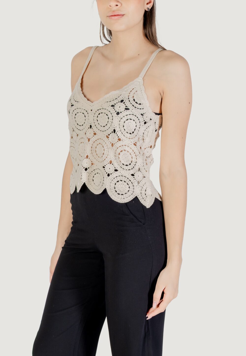 Top Vila Clothes virisse singlet crochet top Beige - Foto 2