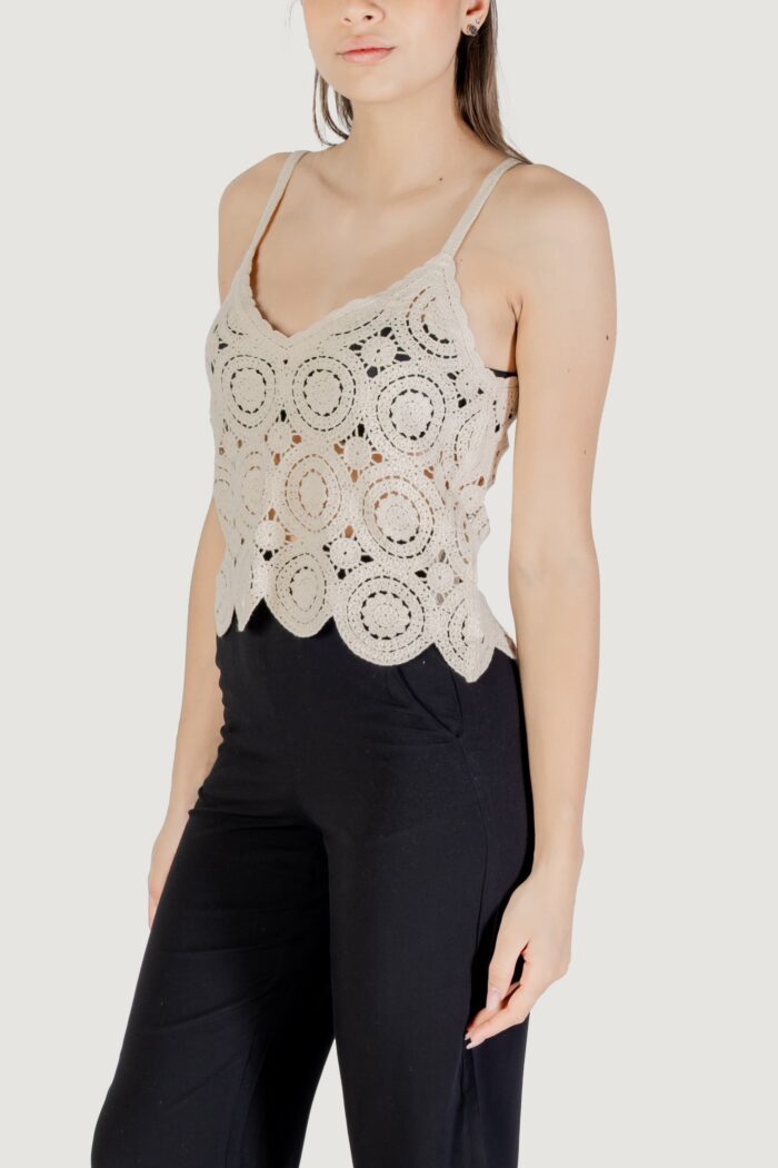Top Vila Clothes virisse singlet crochet top Beige