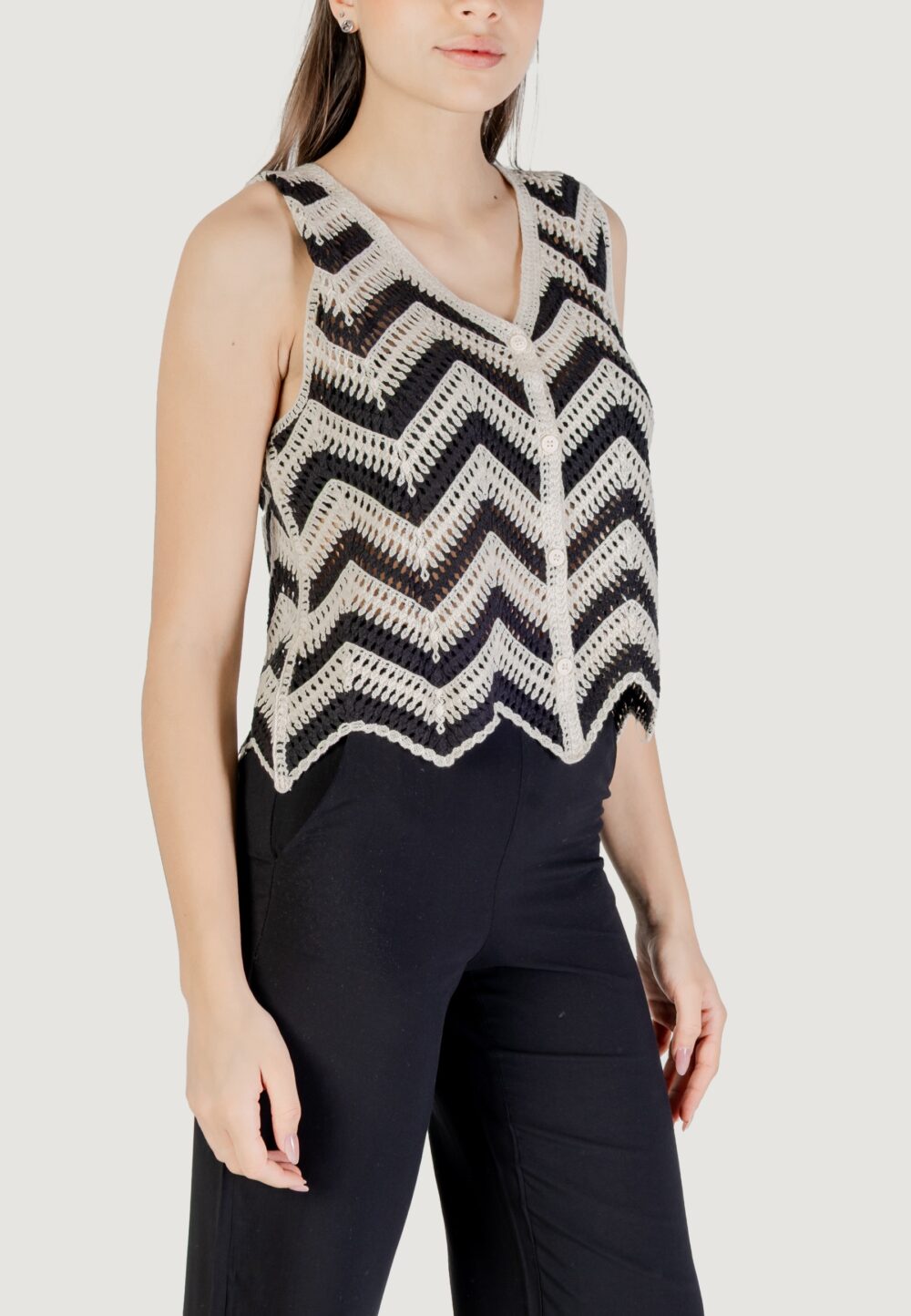 Top Vila Clothes viserilda v-neck s/l vest/bfs Beige - Foto 3