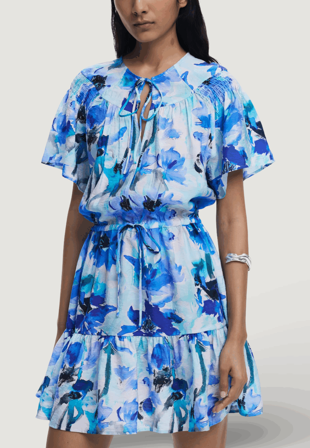 Vestito corto Desigual repris vest landi Azzurro - Foto 4