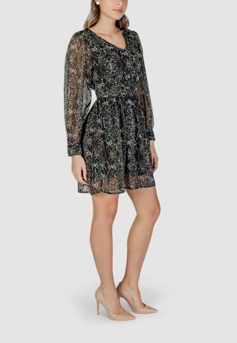 Vestito corto Only onlsonia life l/s v-neck dress ptm Nero - Foto 3