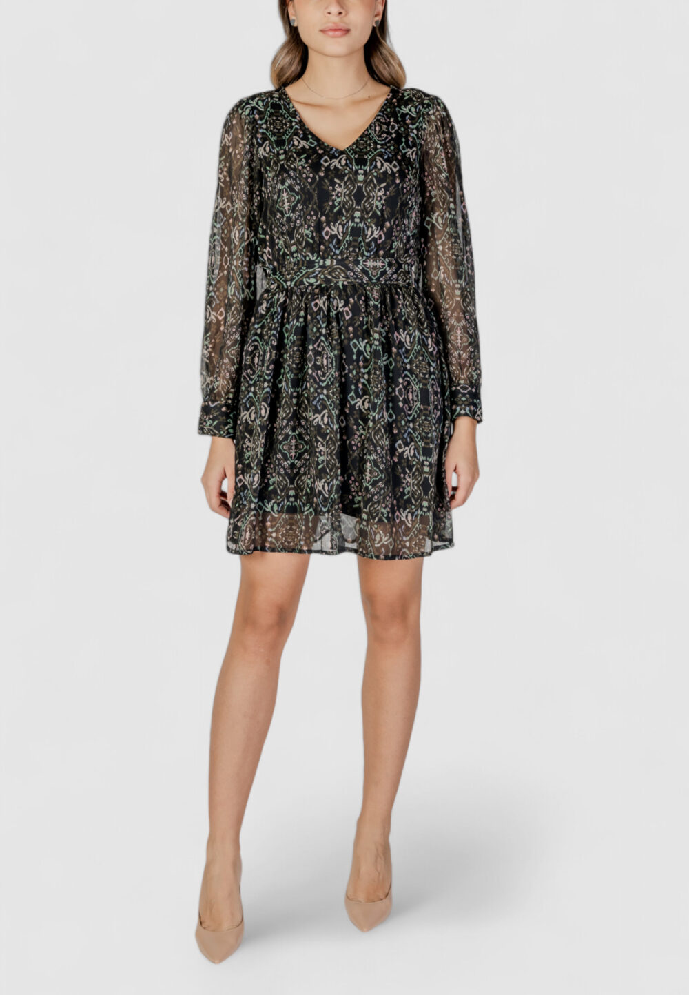 Vestito corto Only onlsonia life l/s v-neck dress ptm Nero - Foto 5