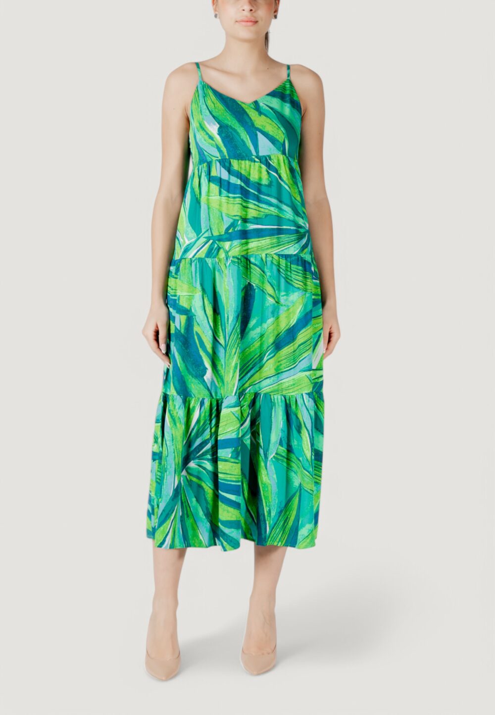 Vestito lungo Only onlalma life vis strap long dress aop Verde - Foto 5