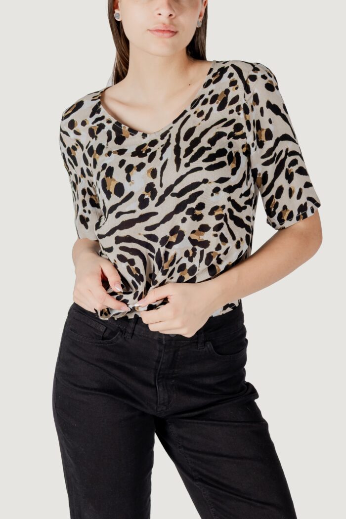 Blusa manica corta ICHI ihmarrakech aop ss14 Beige