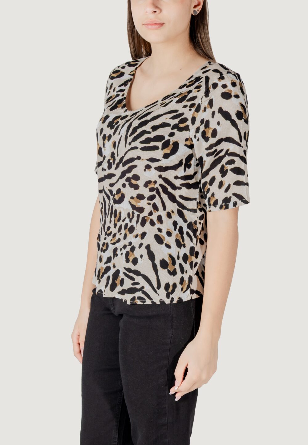 Blusa manica corta ICHI ihmarrakech aop ss14 Beige - Foto 2