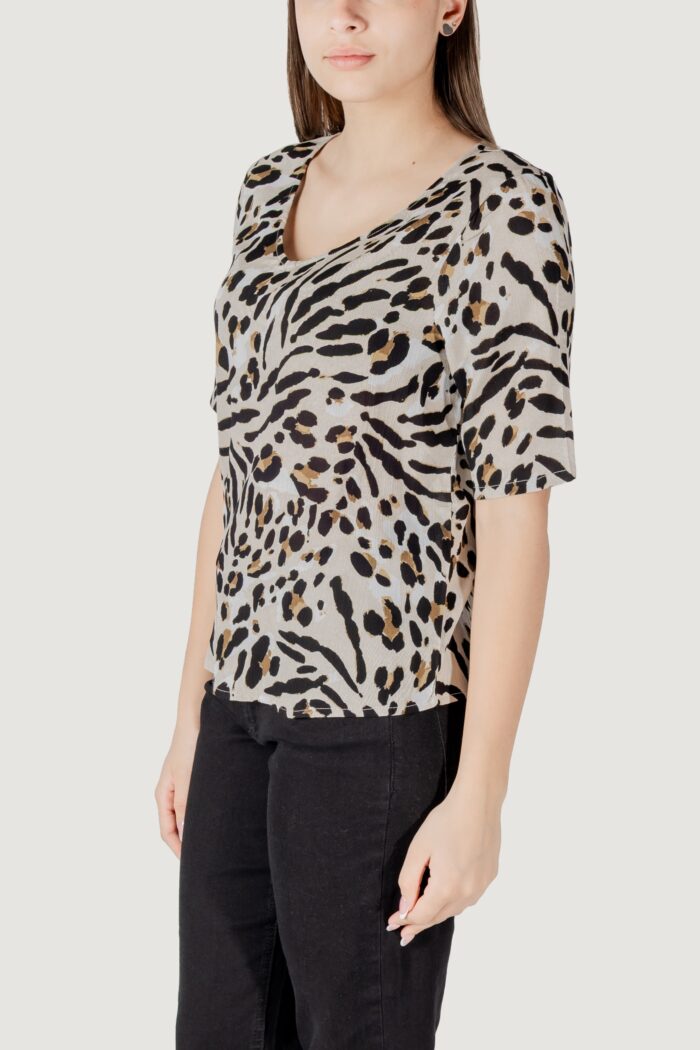 Blusa manica corta ICHI ihmarrakech aop ss14 Beige