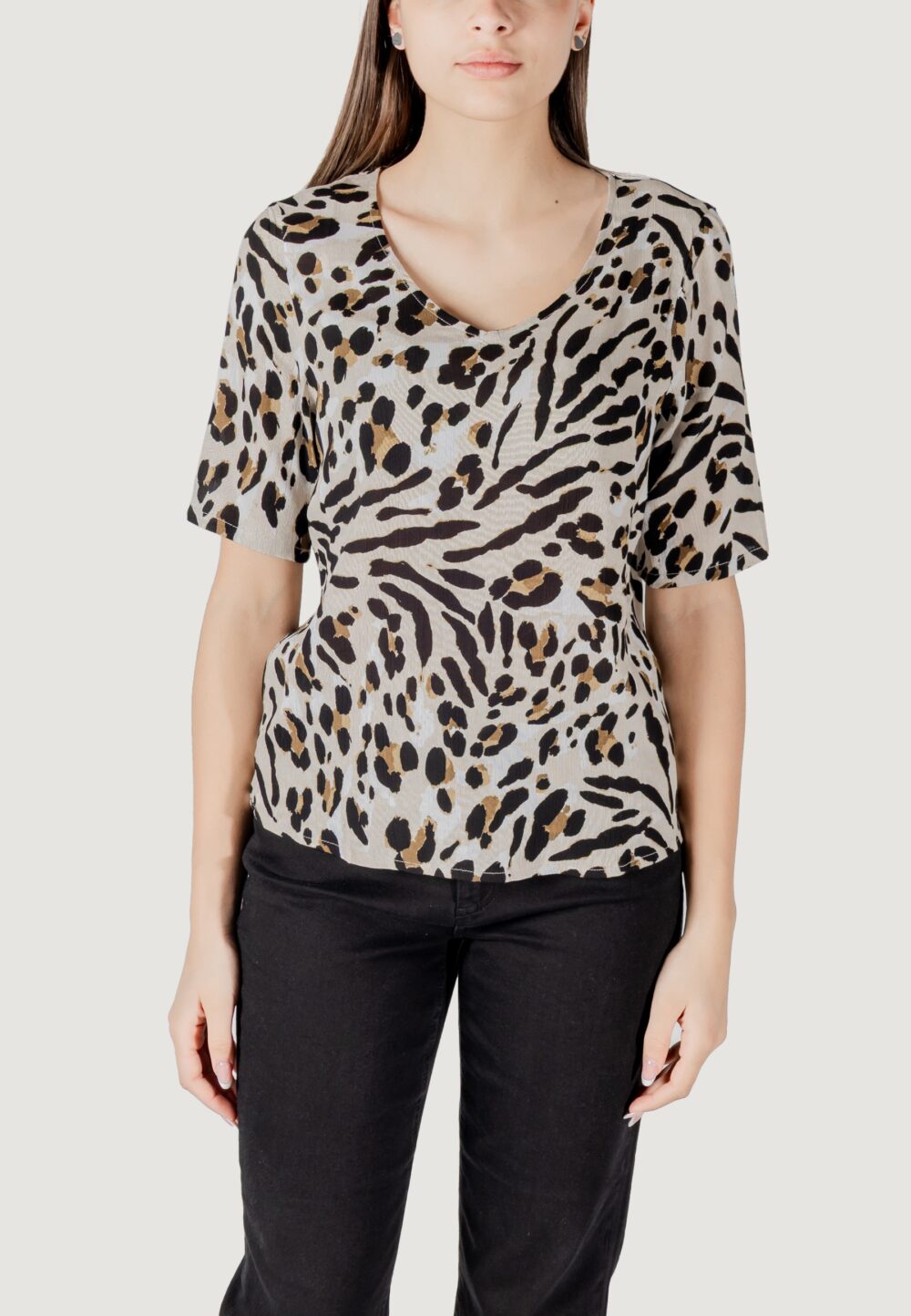 Blusa manica corta ICHI ihmarrakech aop ss14 Beige - Foto 5
