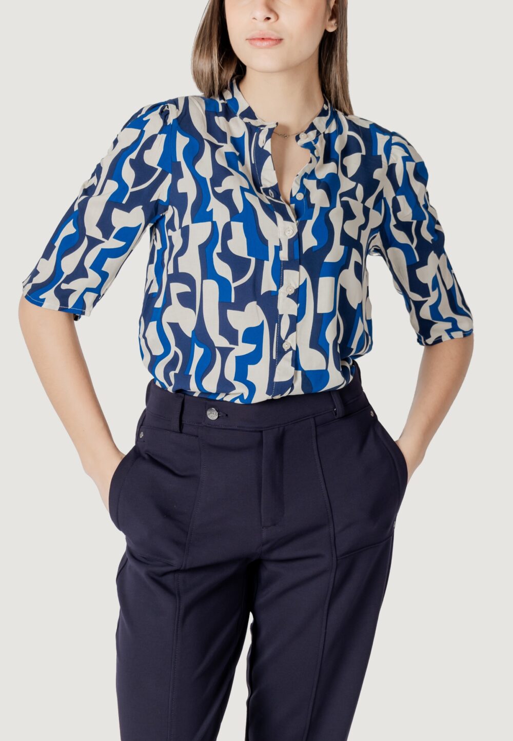 Blusa manica corta ICHI ihvera sh19 Blu - Foto 1