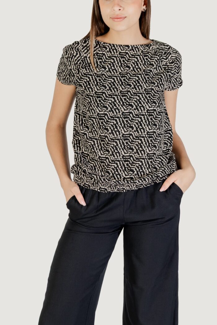 Blusa manica corta Street One printed mat-mix shirt Nero