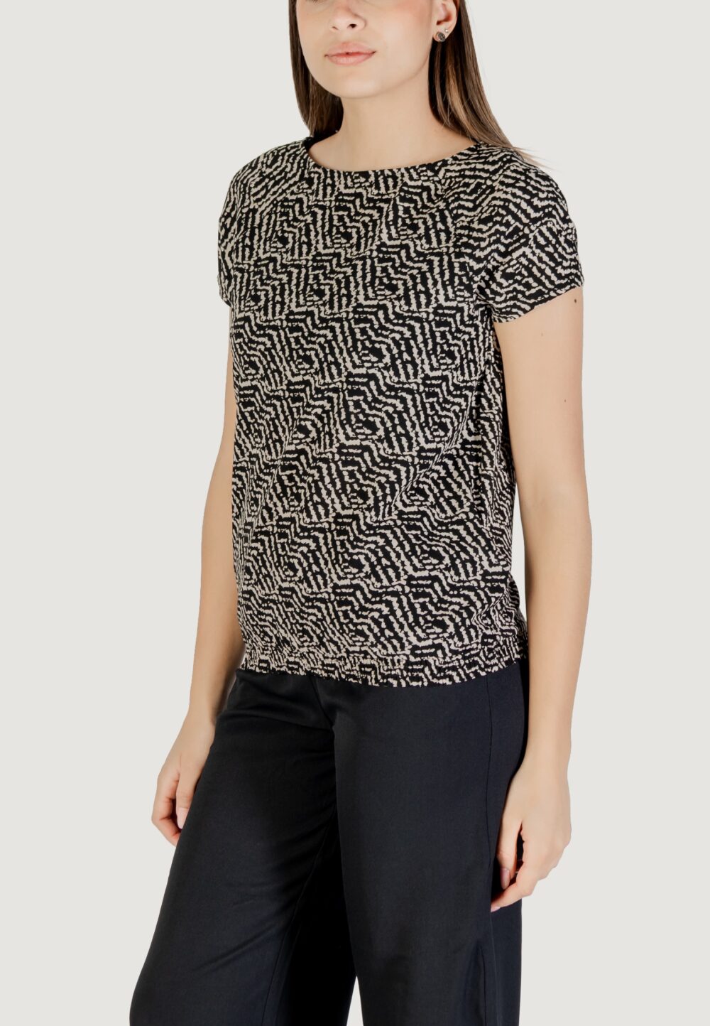 Blusa manica corta Street One printed mat-mix shirt Nero - Foto 2