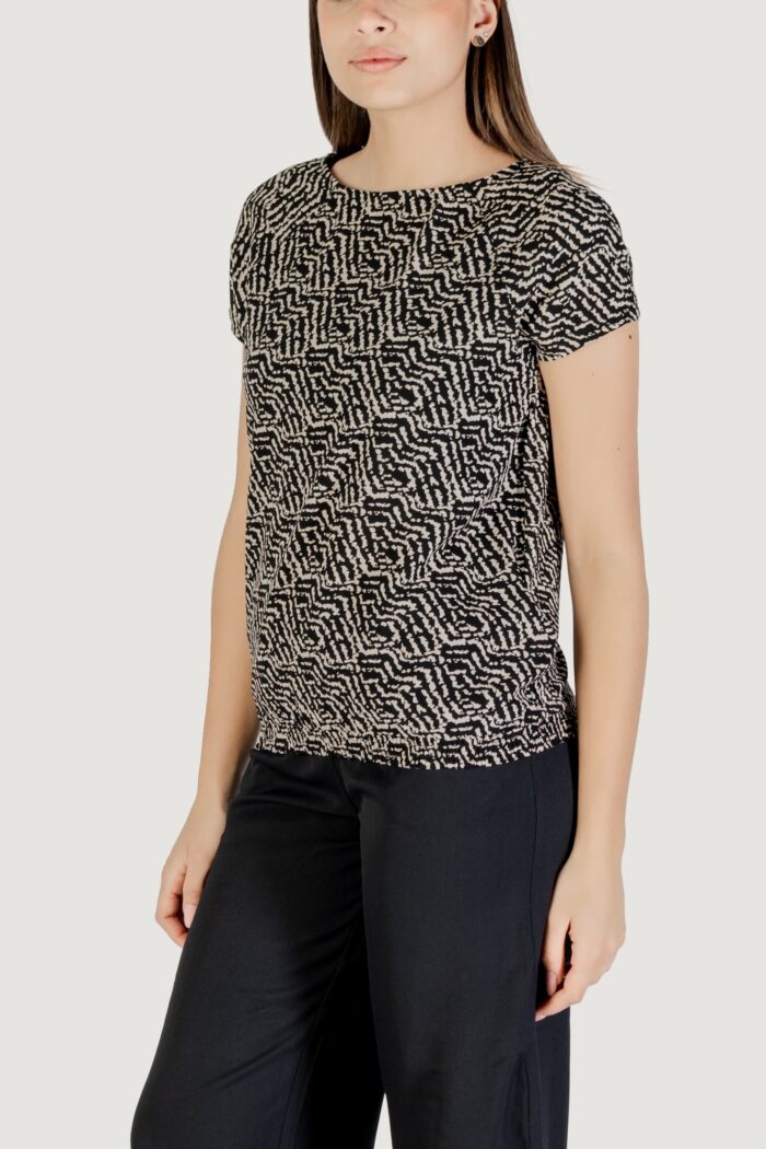 Blusa manica corta Street One printed mat-mix shirt Nero