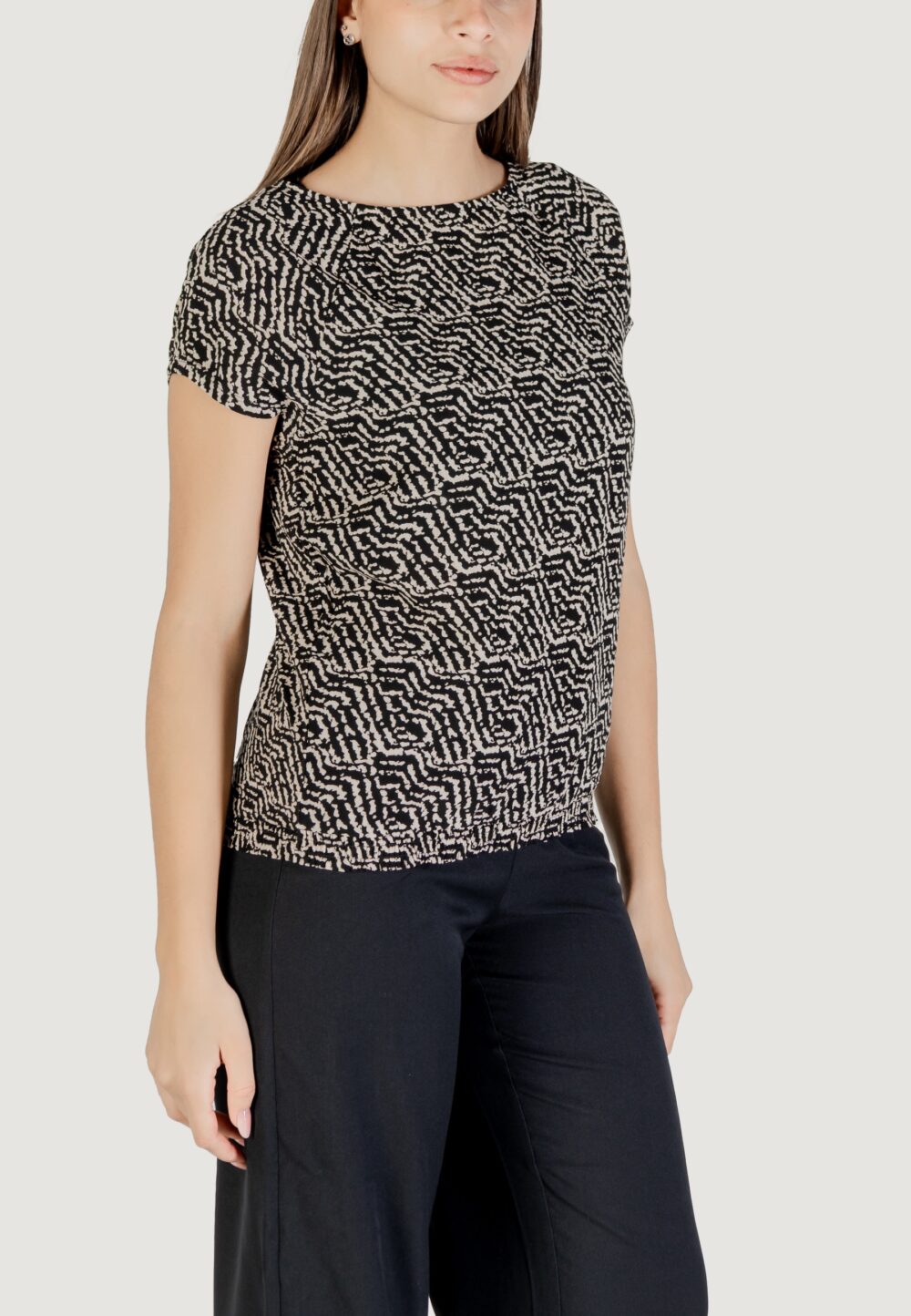 Blusa manica corta Street One printed mat-mix shirt Nero - Foto 3