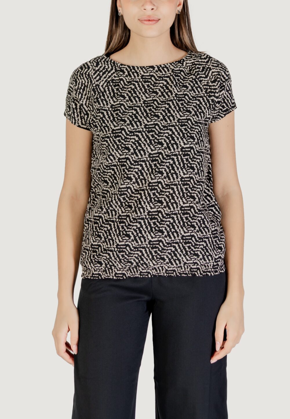 Blusa manica corta Street One printed mat-mix shirt Nero - Foto 5