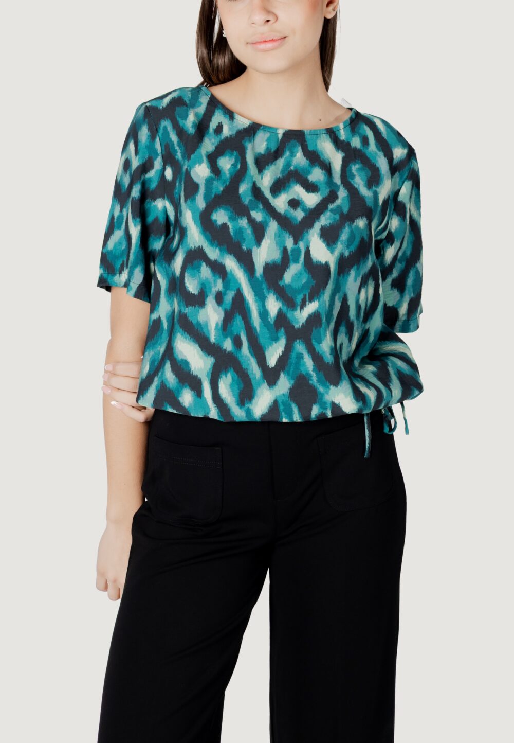 Blusa manica corta Street One roundneck blouse w gath Verde - Foto 1