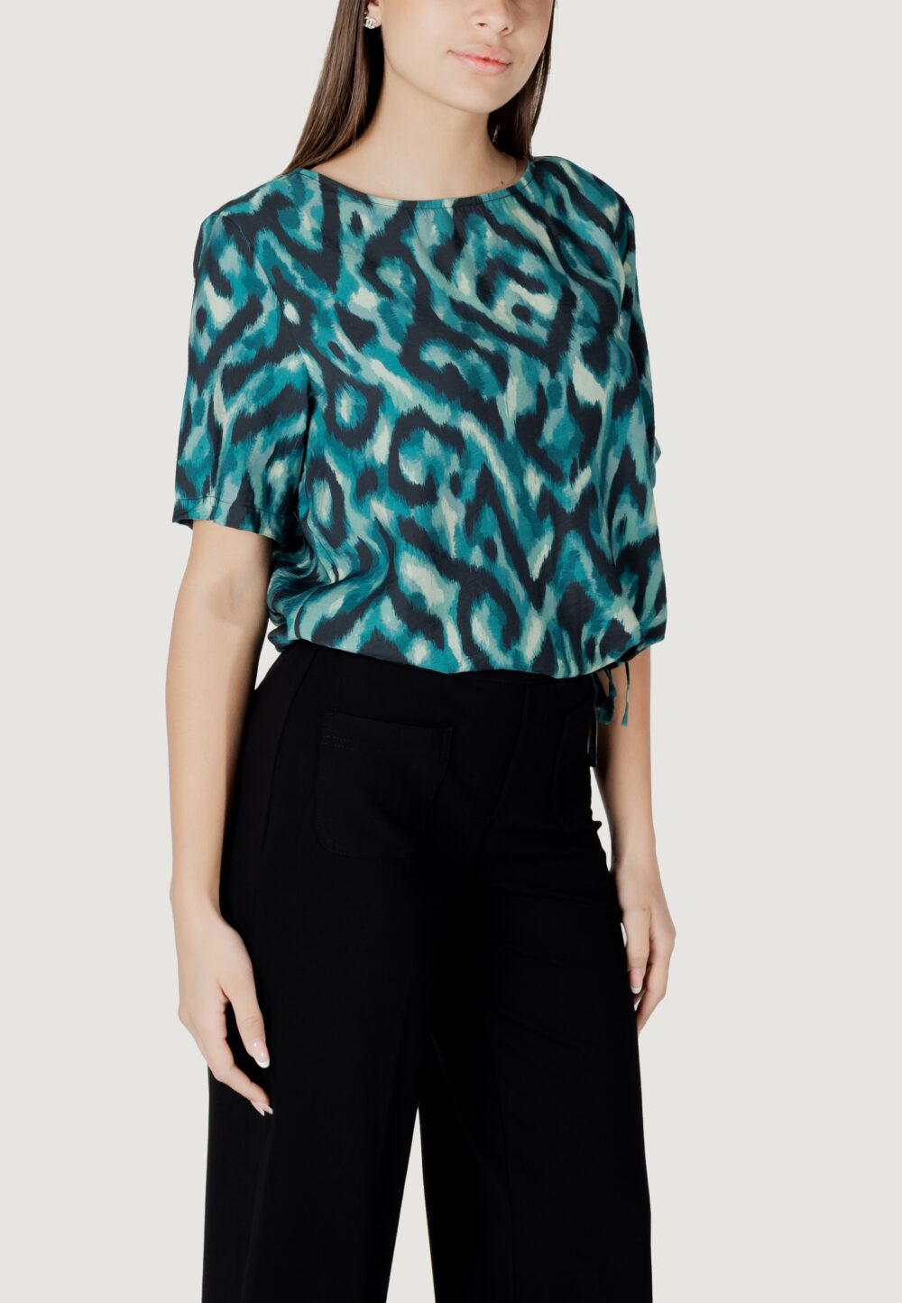 Blusa manica corta Street One roundneck blouse w gath Verde - Foto 3