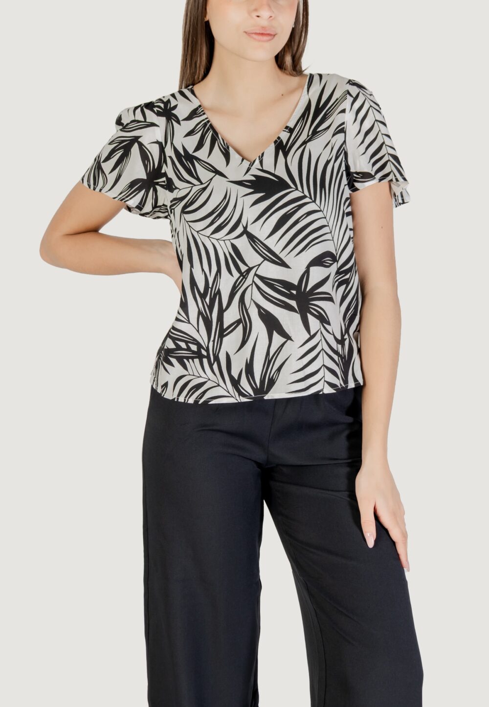 Blusa manica corta Vero Moda vmeasy joy v-neck ss wvn ga Bianco - Foto 1