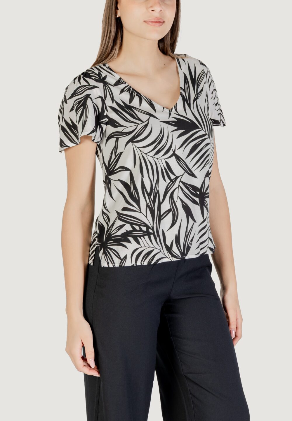 Blusa manica corta Vero Moda vmeasy joy v-neck ss wvn ga Bianco - Foto 3