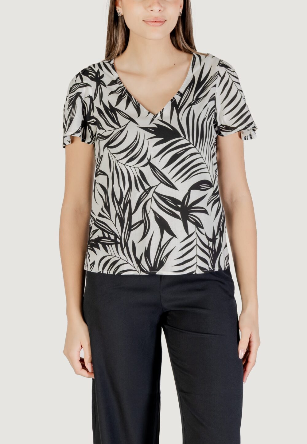 Blusa manica corta Vero Moda vmeasy joy v-neck ss wvn ga Bianco - Foto 5