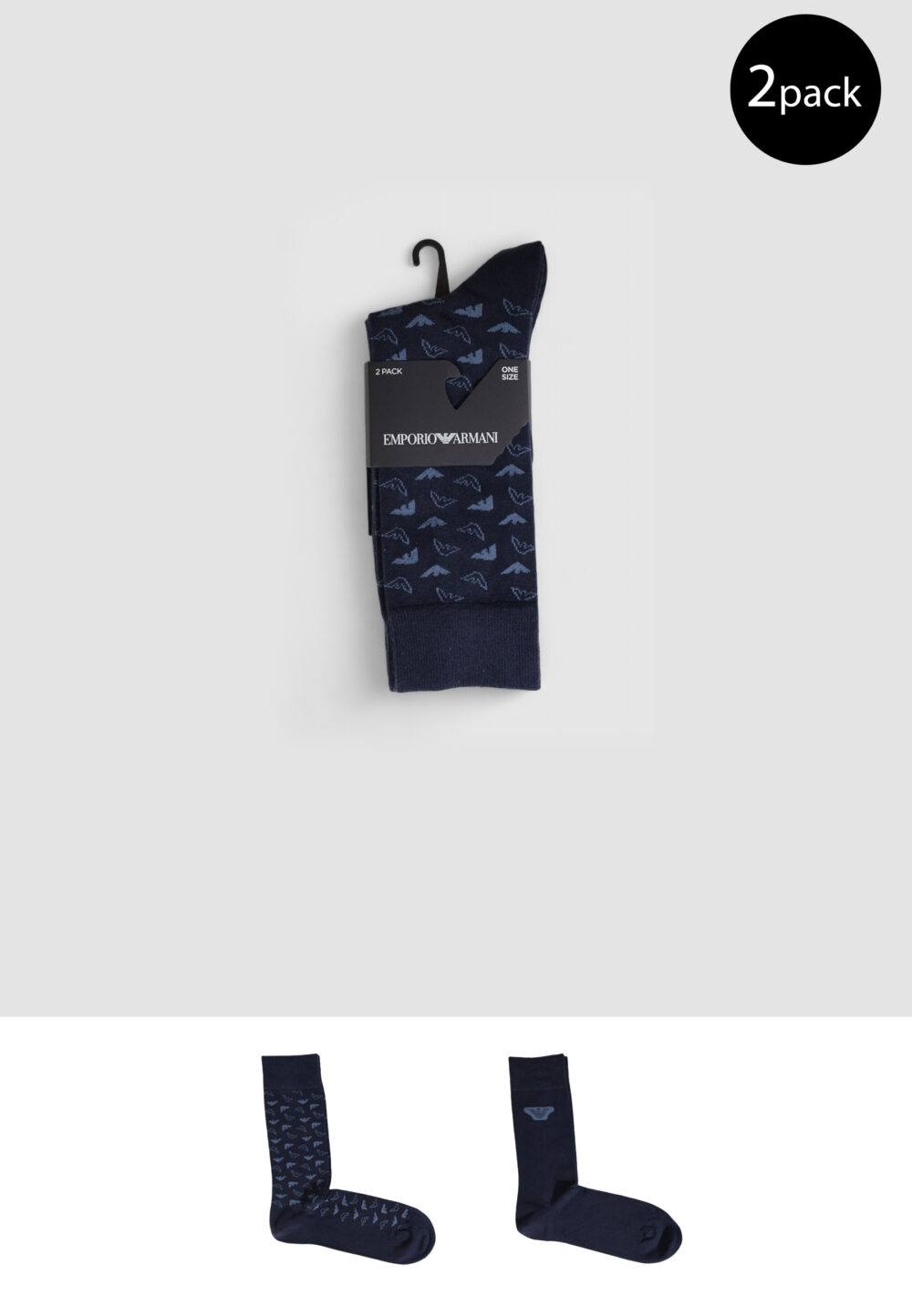 Calzini Lunghi Emporio Armani Underwear 2 pack Blu - Foto 1
