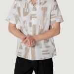 Camicia manica corta Antony Morato honolulu regular straight fit with logoed metal badge Beige - Foto 1