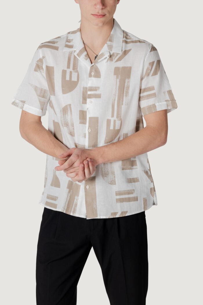 Camicia manica corta Antony Morato honolulu regular straight fit with logoed metal badge Beige