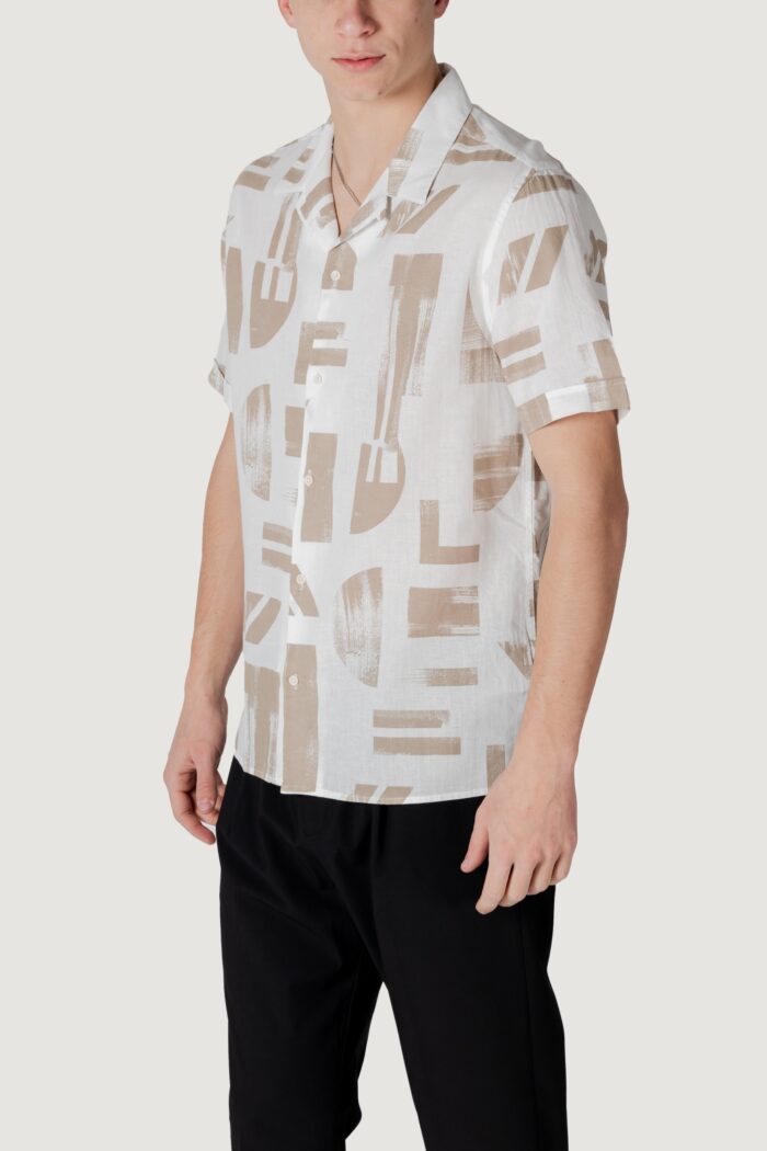 Camicia manica corta Antony Morato honolulu regular straight fit with logoed metal badge Beige